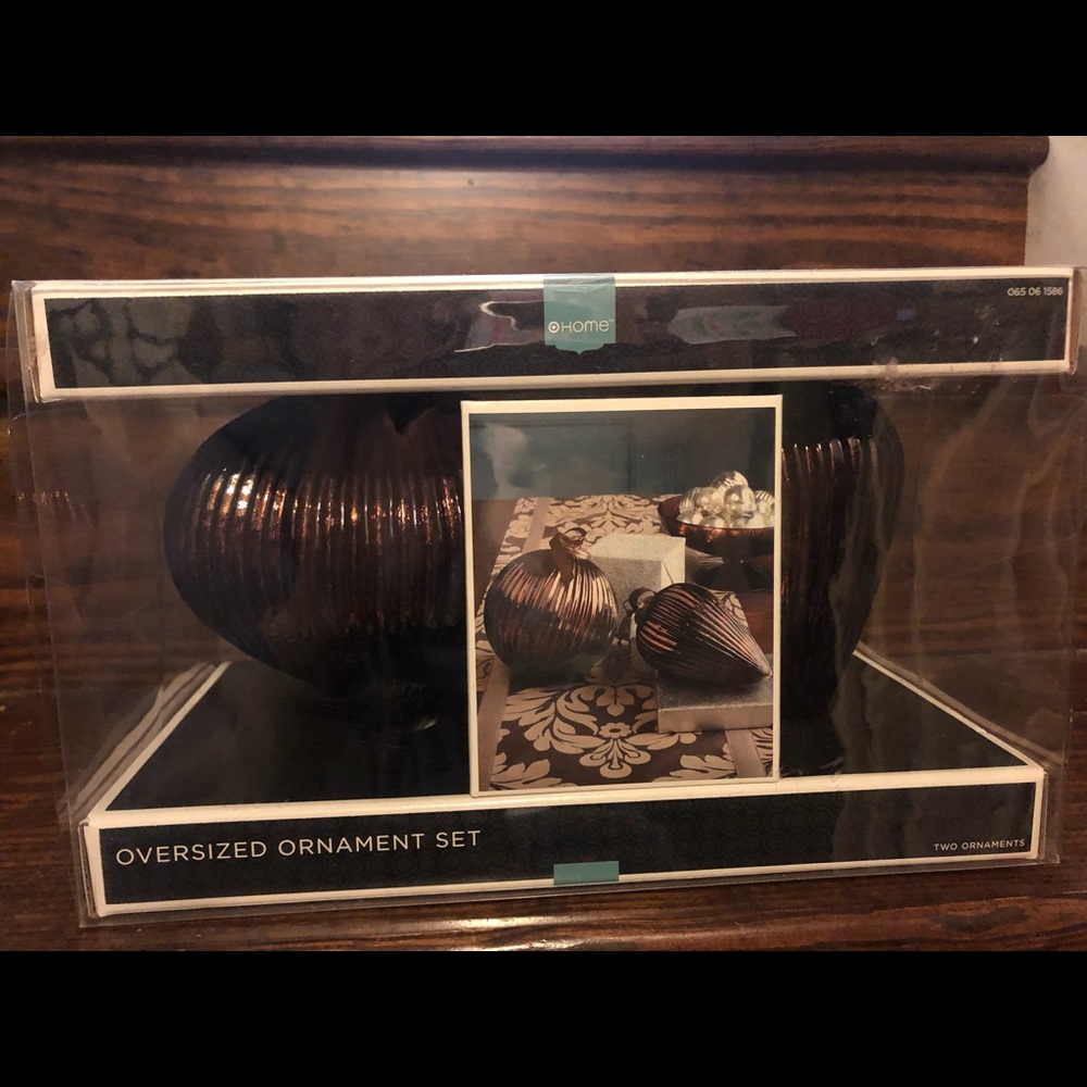 Oversized brown glass ornament set